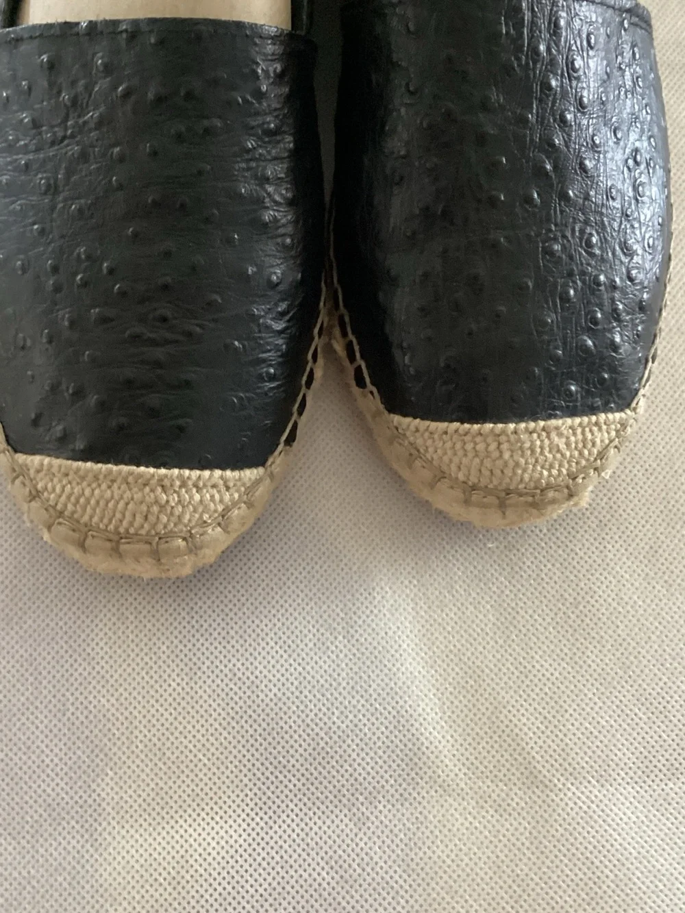 Fabiolas Black Textured Espadrille Slip-Ons